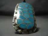 Amazing Vintage Zuni Turquoise Setrling Native American Jewelry Silver Ring Old-Nativo Arts