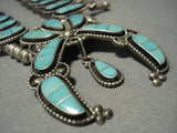 Amazing Vintage Zuni Turquoise Sterling Native American Jewelry Silver Squash Blossom Necklace-Nativo Arts