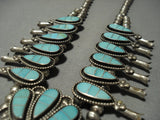 Amazing Vintage Zuni Turquoise Sterling Native American Jewelry Silver Squash Blossom Necklace-Nativo Arts