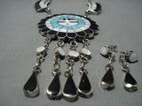 Amazing Vintage Zuni Turquoise Sterling Silver Native American Jewelry Necklace Old-Nativo Arts