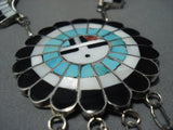 Amazing Vintage Zuni Turquoise Sterling Silver Native American Jewelry Necklace Old-Nativo Arts