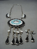 Amazing Vintage Zuni Turquoise Sterling Silver Native American Jewelry Necklace Old-Nativo Arts