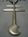 Ambrose Roanhorse Vintage Native American Jewelry Navajo Sterling Silver Cross Squash Blossom Necklace-Nativo Arts