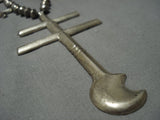 Ambrose Roanhorse Vintage Native American Jewelry Navajo Sterling Silver Cross Squash Blossom Necklace-Nativo Arts