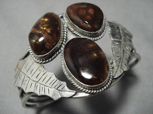 Ancient Tree Sap Vintage Mexican/ Native American Navajo Amber Sterling Silver Bracelet Old-Nativo Arts