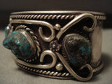 Applique Galore Vintage Navajo Turquoise Native American Jewelry Silver Bracelet Old-Nativo Arts