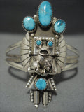 Astonishing 3d Kachian Turquoise Sterling Silver Navajo Native American Jewelry jewelry Bracelet Cuff-Nativo Arts