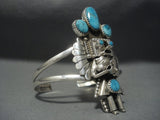 Astonishing 3d Kachian Turquoise Sterling Silver Navajo Native American Jewelry jewelry Bracelet Cuff-Nativo Arts