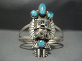 Astonishing 3d Kachian Turquoise Sterling Silver Navajo Native American Jewelry jewelry Bracelet Cuff-Nativo Arts