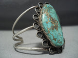 Astonishing Vintage Native American Jewelry Navajo Green Turquoise Sterling Silver Bracelet Old-Nativo Arts