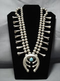 Astonishing Vintage Native American Jewelry Navajo Sterling Silver Squash Blossom Necklace- 208 Grams!!-Nativo Arts