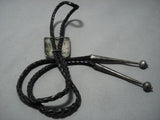 Astonishing Vintage Native American Jewelry Zuni Trapezoid Sterling Silver Turquoise Bolo Tie Old-Nativo Arts