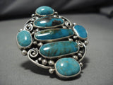 Astonishing Vintage Native American Navajo Sterling Silver Turquoise Ring Old-Nativo Arts
