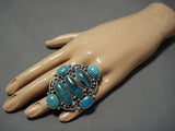 Astonishing Vintage Native American Navajo Sterling Silver Turquoise Ring Old-Nativo Arts