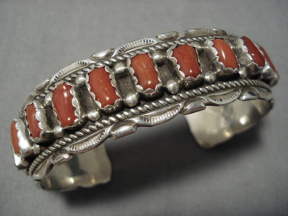 Astonishing Vintage Navajo Coral Sterling Silver Native American Brace ...