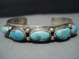 Astounding Vintage Native American Jewelry Navajo Turquoise Duel Bead Sterling Silver Bracelet Old-Nativo Arts
