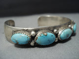 Astounding Vintage Native American Jewelry Navajo Turquoise Duel Bead Sterling Silver Bracelet Old-Nativo Arts