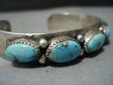 Astounding Vintage Native American Jewelry Navajo Turquoise Duel Bead Sterling Silver Bracelet Old-Nativo Arts