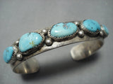 Astounding Vintage Native American Jewelry Navajo Turquoise Duel Bead Sterling Silver Bracelet Old-Nativo Arts