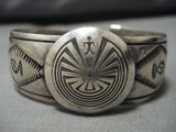 Astounding Vintage Native American Navajo Domed Sterling Silver Button Bracelet Old-Nativo Arts