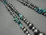Astounding Vintage Native American Navajo Sterling Silver Turquoise Necklace Old-Nativo Arts
