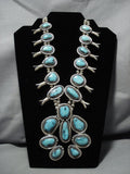 Astounding Vintage Native American Navajo Turquoise Sterling Silver Squash Blossom Necklace Old-Nativo Arts