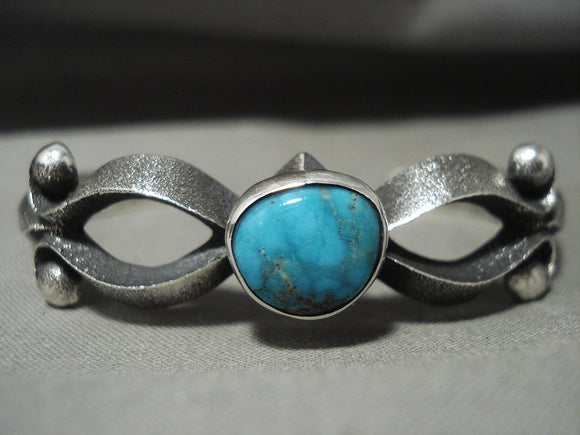 Authentic And Rare Navajo Aaron Anderson Turquoise Native American Jewelry Silver Bracelet-Nativo Arts