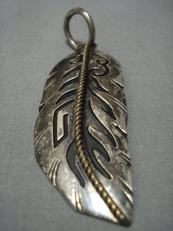 Authentic Vintage Navajo Thomas Singer Sterling Native American Jewelry Silver Pendant-Nativo Arts