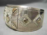 Important Smithosnian Vintage Native American Navajo 14k Gold Sterling Silver Bracelet Old-Nativo Arts