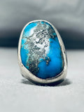 Rare Turquoise Vintage Native American Navajo Sterling Silver Chunky Ring-Nativo Arts
