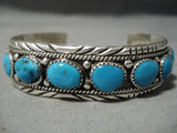 Superior Vintage Native American Navajo Blue Turquoise Sterling Silver Bracelet-Nativo Arts