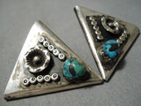 Exceptional Vintage Native American Hopi Bisbee Turquoise Sterling Silver Collar Pins Old-Nativo Arts