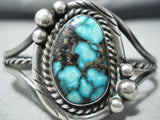 Intense Vintage Native American Navajo Deep Spiderweb Turquoise Sterling Silver Bracelet-Nativo Arts
