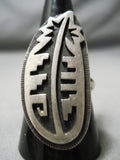 Exceptionally Detailed Vintage Native American Hopi Sterling Silver Geomtric Ring Old-Nativo Arts