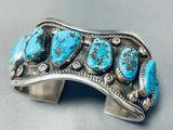 Breathtaking Vintage Native American Navajo 10 Morenci Turquoise Huge Sterling Silver Bracelet-Nativo Arts