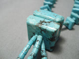 Very Rare Cubed Turquoise Vintage Native American Navajo Sterling Silver Necklace Old-Nativo Arts