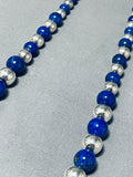 Native American Exceptional Santo Domingo Lapis Sterling Silver Necklace-Nativo Arts