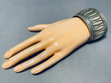 Long Shell One Of A Kind Vintage Native American Navajo Hand Tooled Sterling Silver Bracelet-Nativo Arts