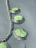 Native American Important Orvil Jack Turquoise Navajo Sterling Silver Necklace Earrings Set-Nativo Arts