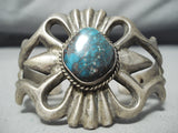 Rare Vintage Native American Navajo Bisbee Turquoise Sterling Silver Bracelet Old-Nativo Arts