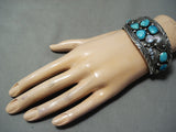 Huge Vintage Native American Navajo Carico Lake Turquoise Sterling Silver Bracelet-Nativo Arts