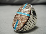 Native American Magnificent Huge Oval Turquoise Wildhorse Sterling Silver Ring-Nativo Arts