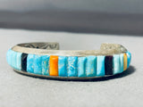 Important Vintage Native American Navajo Ray Adakai Sterling Silver Turquoise Bracelet-Nativo Arts