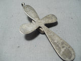 Amazing Vintage Native American Navajo Turquoise Sterling Silver Cross Pendant Old-Nativo Arts