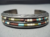 Thicker Heavy Vintage Native American Navajo Turquoise Heishi Sterling Silver Bracelet Old-Nativo Arts