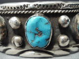 Astonishing Vintage Native American Navajo Old Kingman Turquoise Sterling Silver Bracelet-Nativo Arts