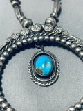 Mesmerizing Vintage Native American Navajo Bisbee Turquoise Sterling Silver Necklace-Nativo Arts