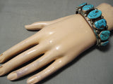 Superior Vintage Native American Navajo Sleeping Beauty Turquoise Sterling Silver Bracelet Old-Nativo Arts