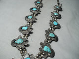 One Of The Best Vintage Native American Navajo Turquoise Sterling Silver Squash Blossom Necklace-Nativo Arts