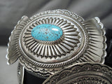 Magnificent Vintage Native American Navajo Old Kingman Turquoise Sterling Silver Concho Belt-Nativo Arts